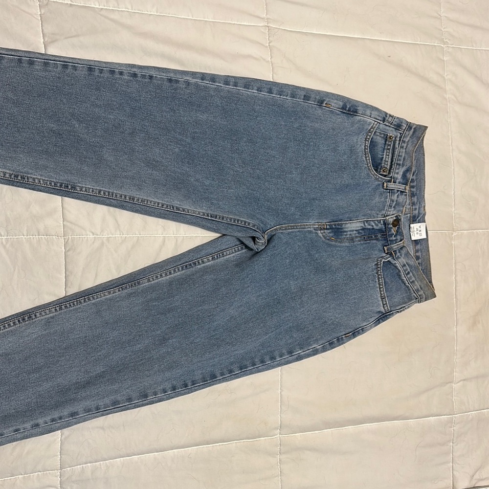 womens high-waisted straight leg jeans